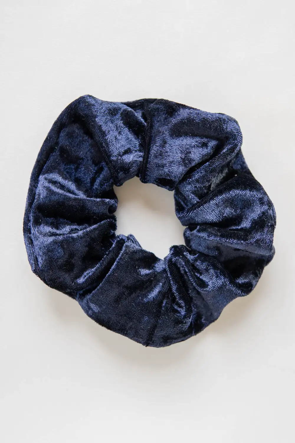 Upcycled Velvet Scrunchie in Navy Blue