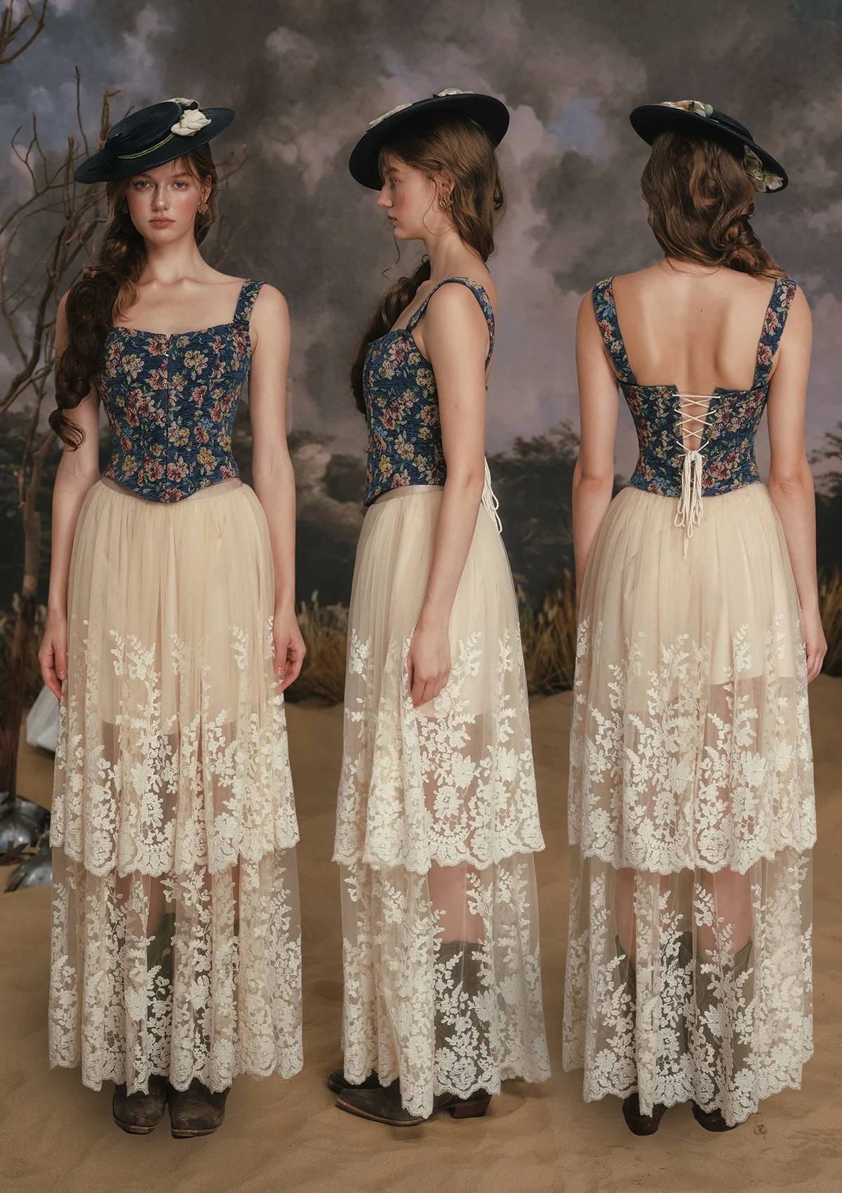 （US Exclusive）Azure Flower Fair Corset