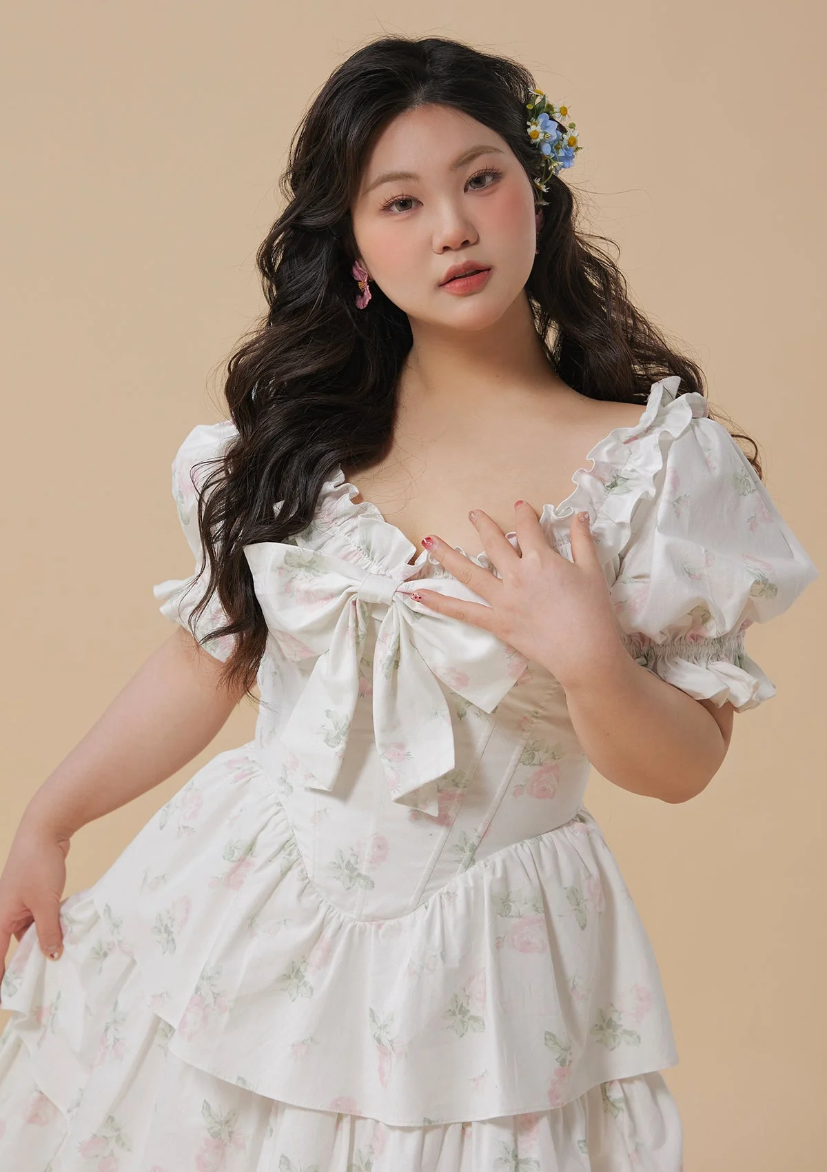 （US Exclusive）Curve & Plus Bloom in Coral Island Corset Dress