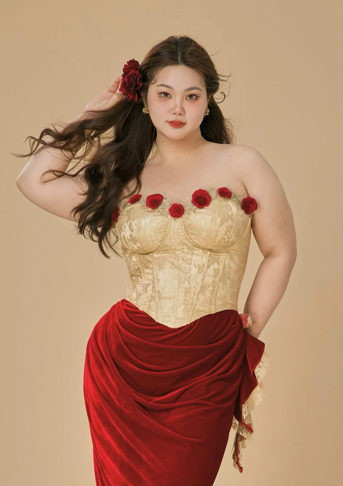 （US Exclusive）Curve & Plus Wild Rosa in Spain Corset Dress