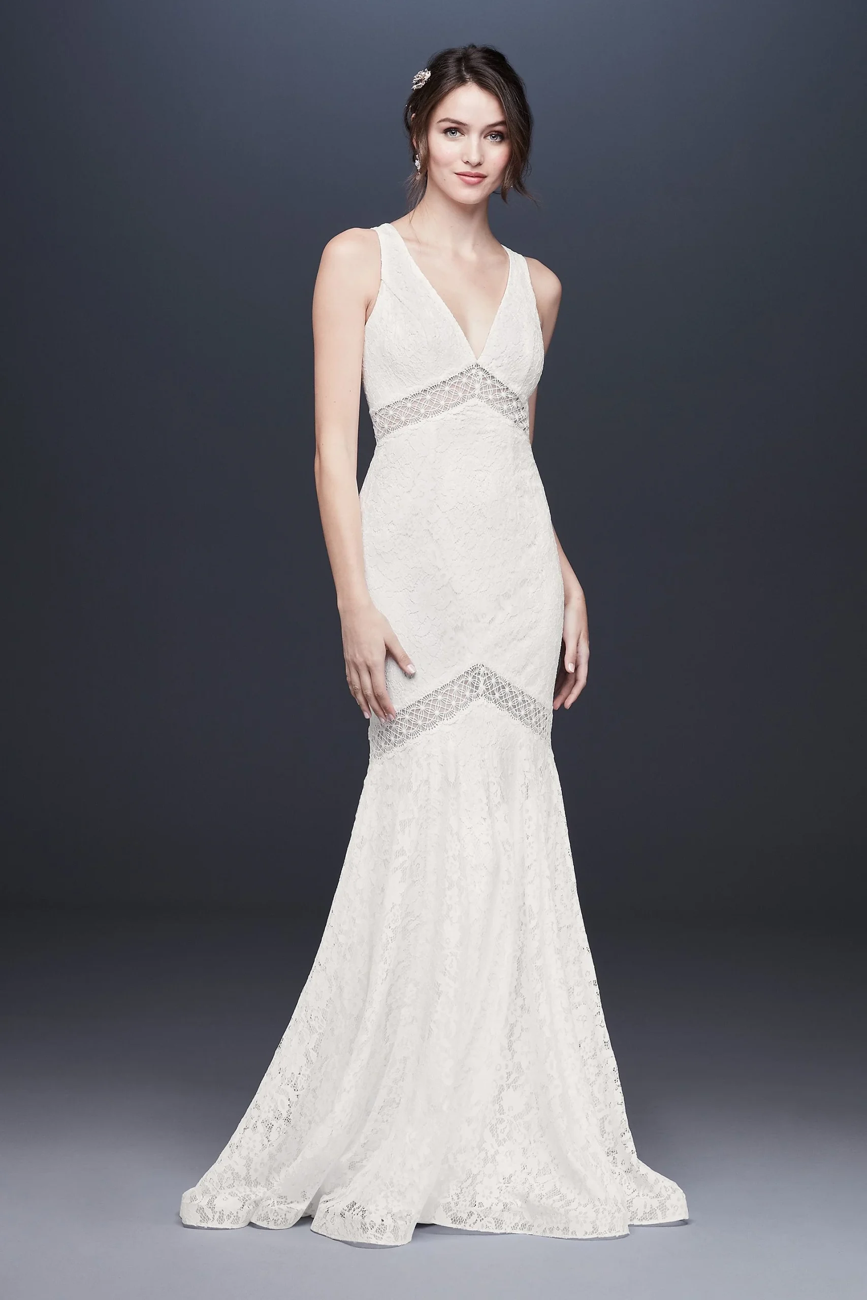 V-Neck Lace Mermaid Wedding Dress