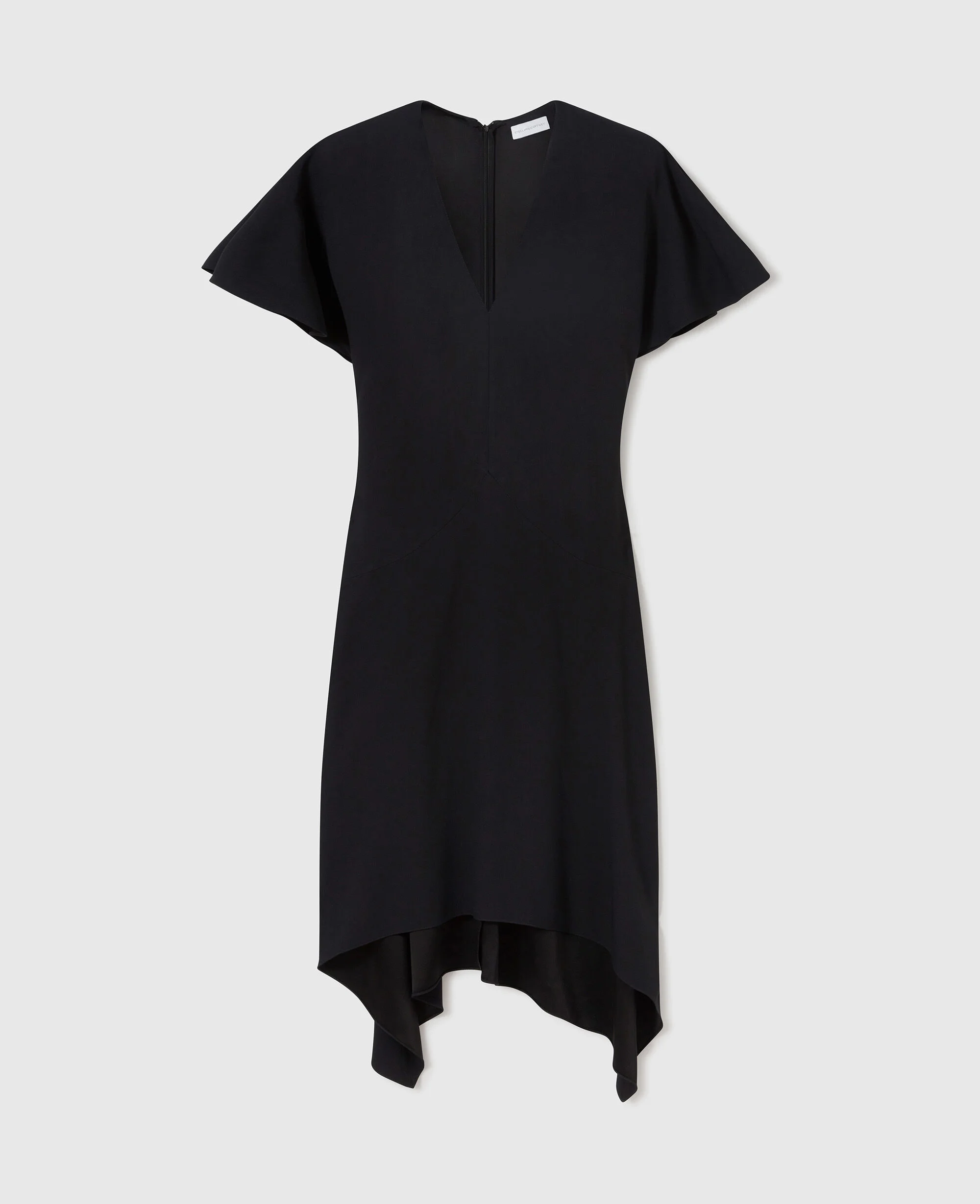 V-Neck Short-Sleeve Satin Midi Dress