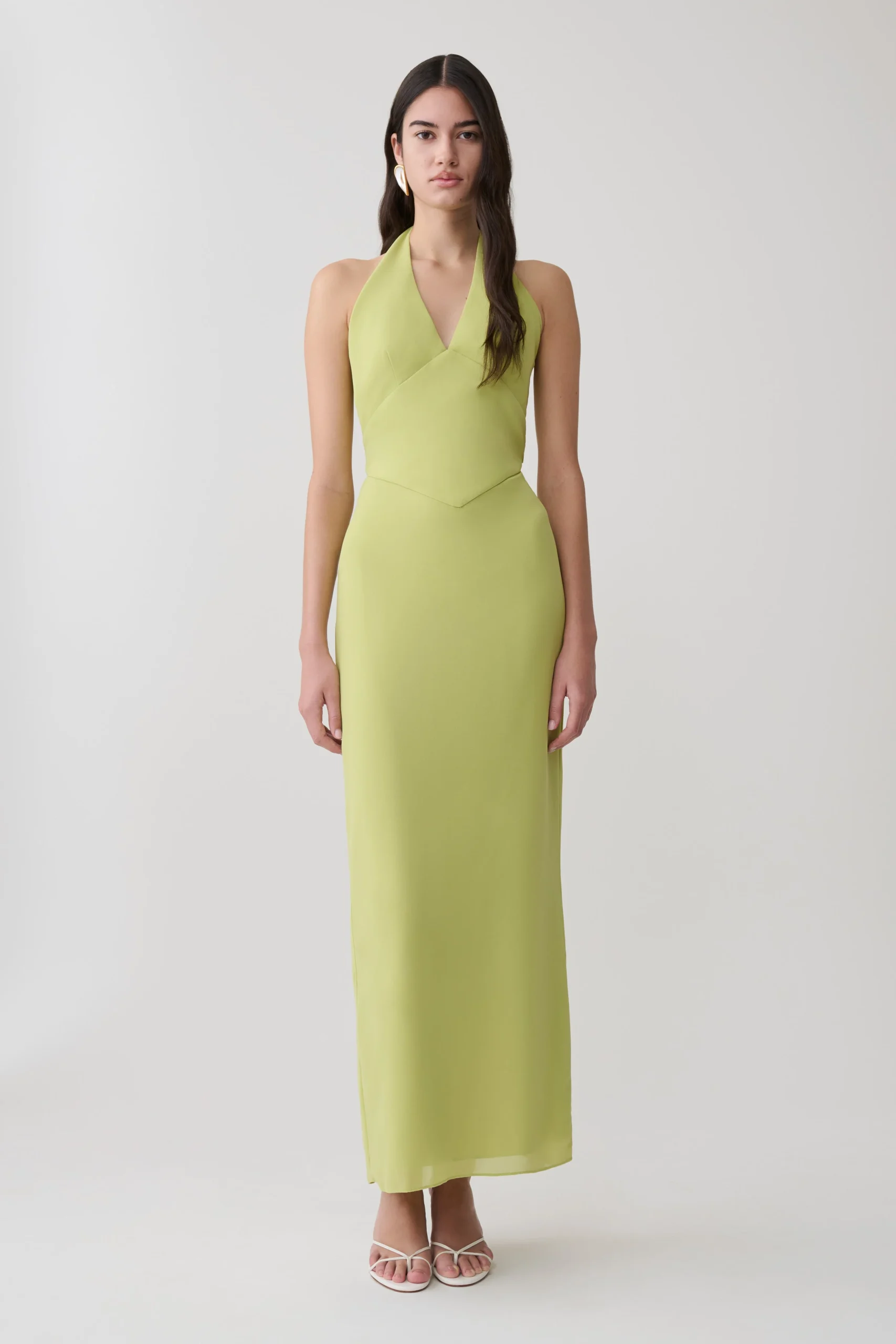 ValentinaChiffon Halter Maxi Dress - Pistachio
