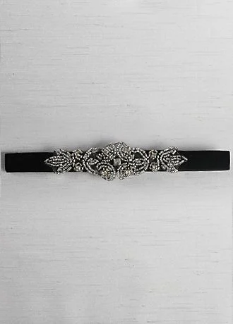 Velvet Elastic Garter with Rhinestone Applique