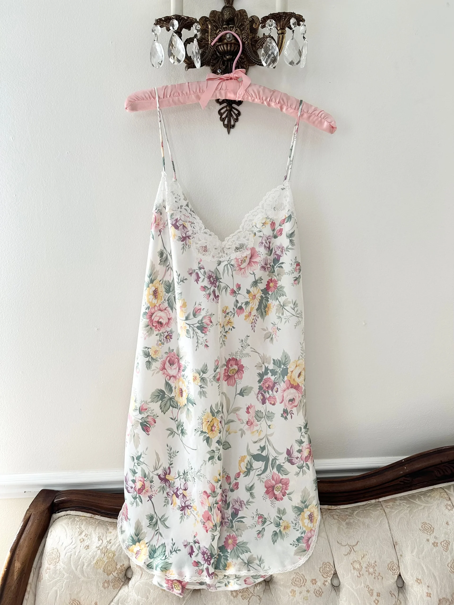 Vintage 1970s Floral Slip Dress (L)