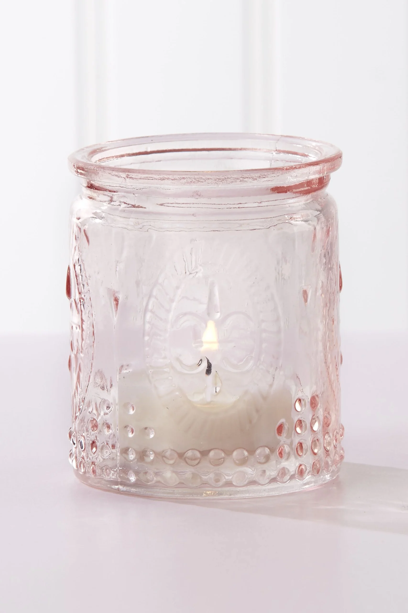 Vintage Pink Glass Tea Light Holder Set of 8