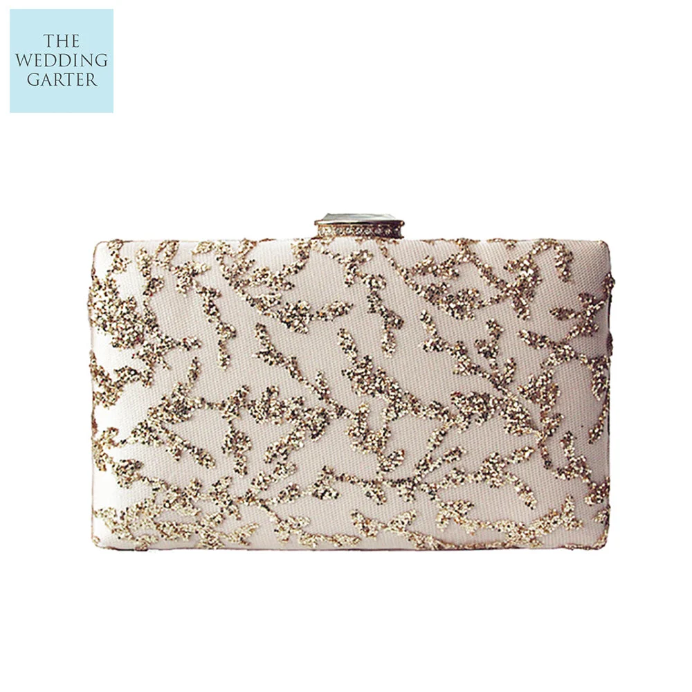Vintage Style Gold & Champagne Slimline Event Clutch