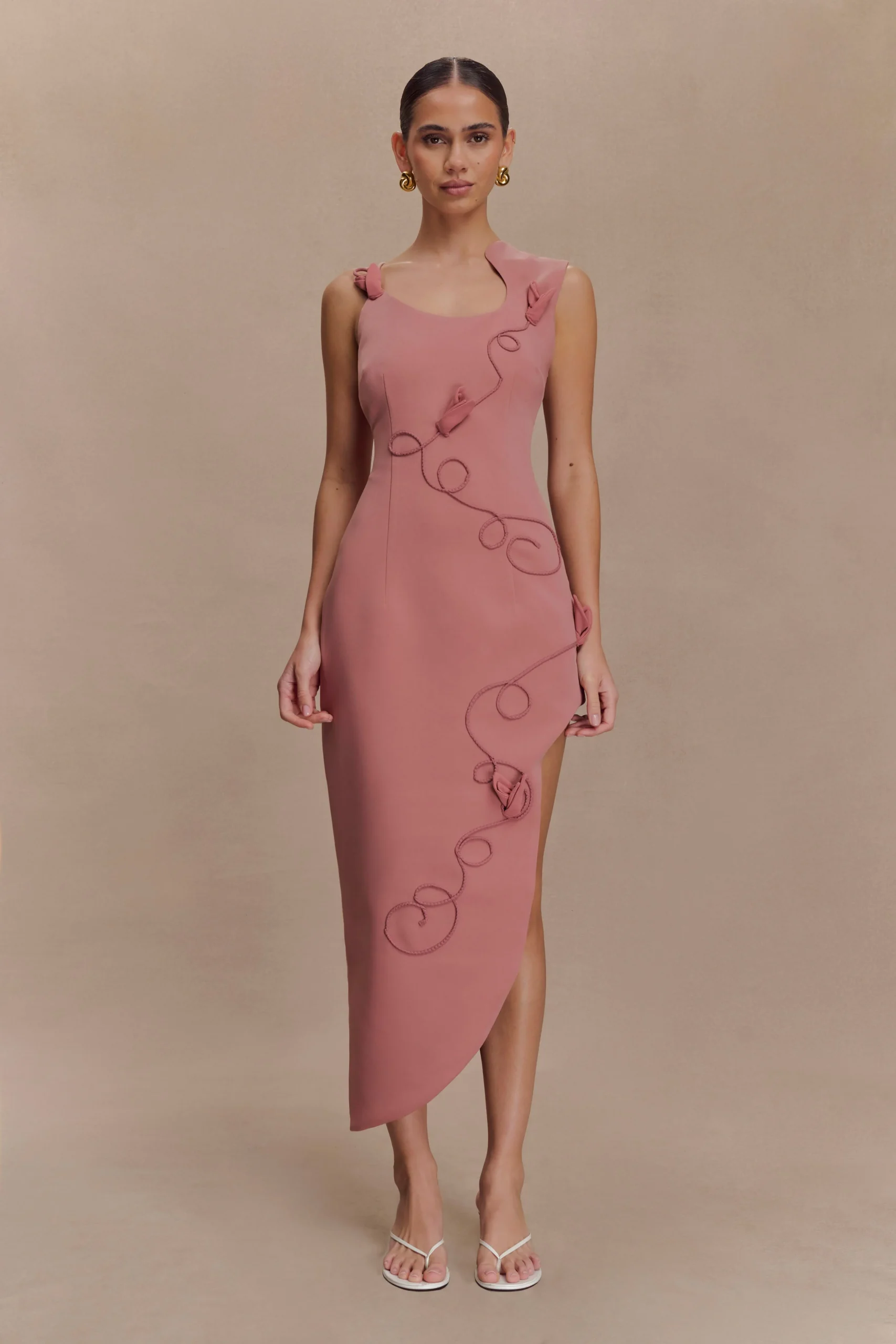 VirginiaFINAL SALESuiting Embroidered Midi Dress - Burnt Rose