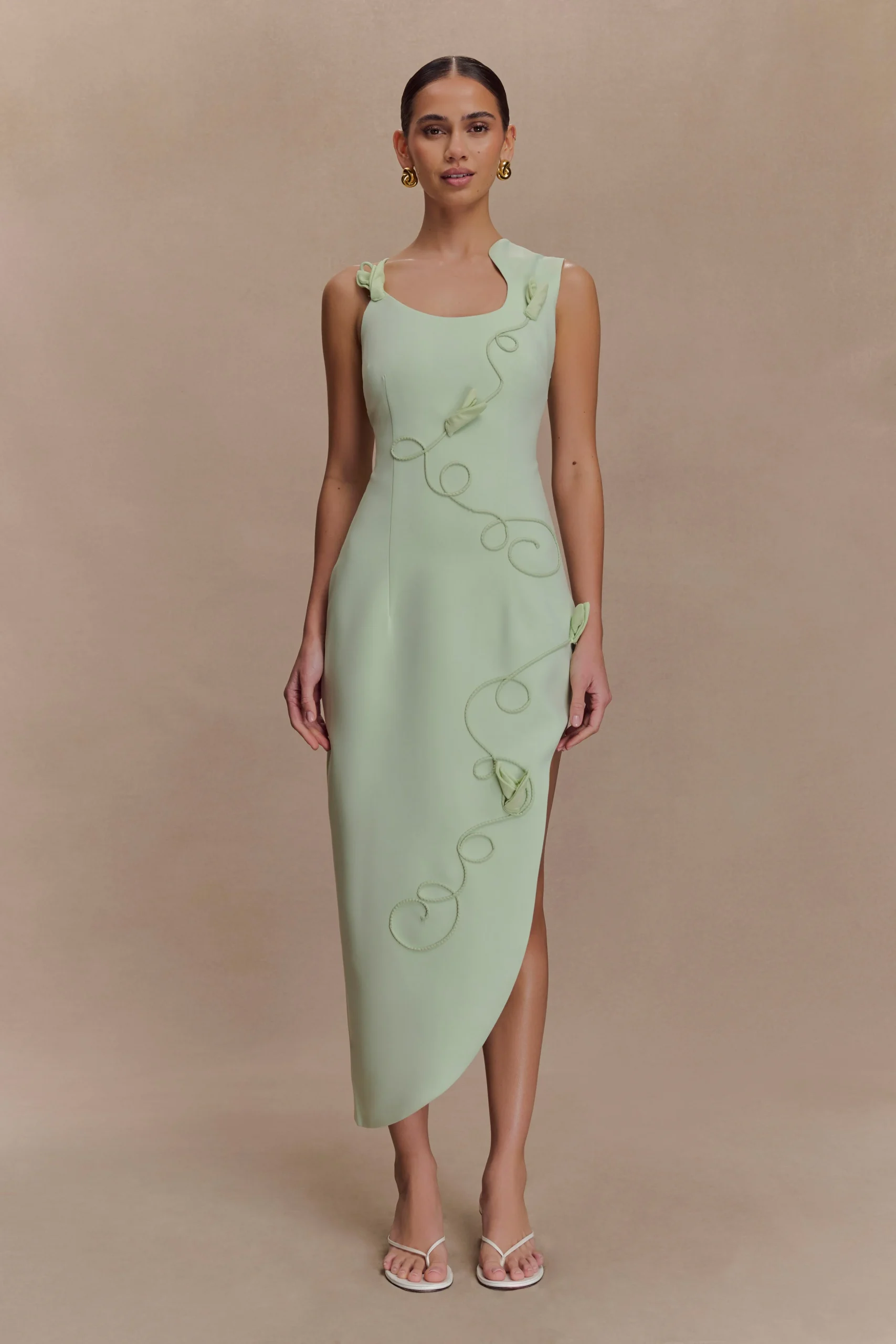 VirginiaFINAL SALESuiting Embroidered Midi Dress - Sage
