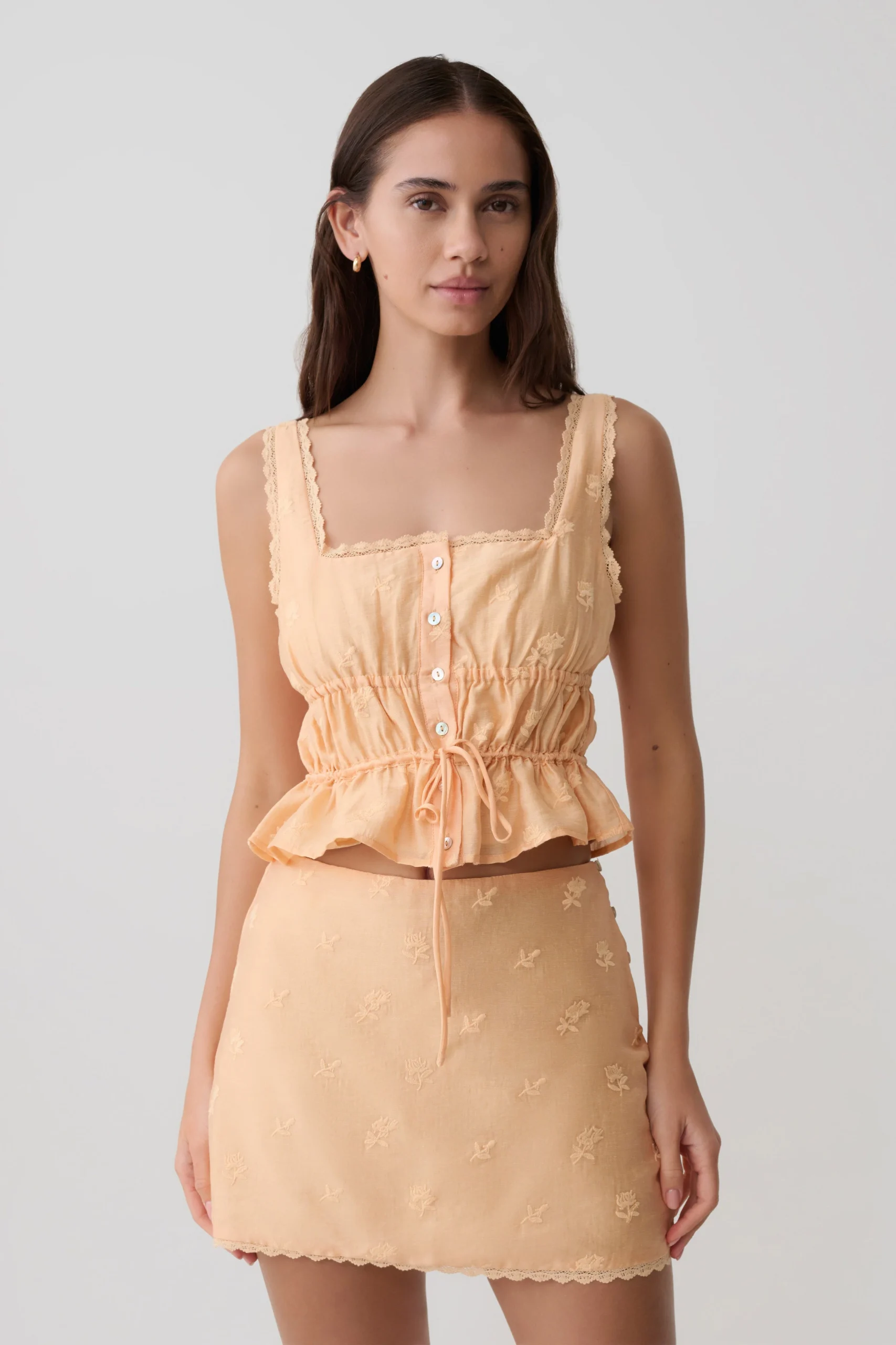 VivianEmbroidered Sleeveless Top - Orange