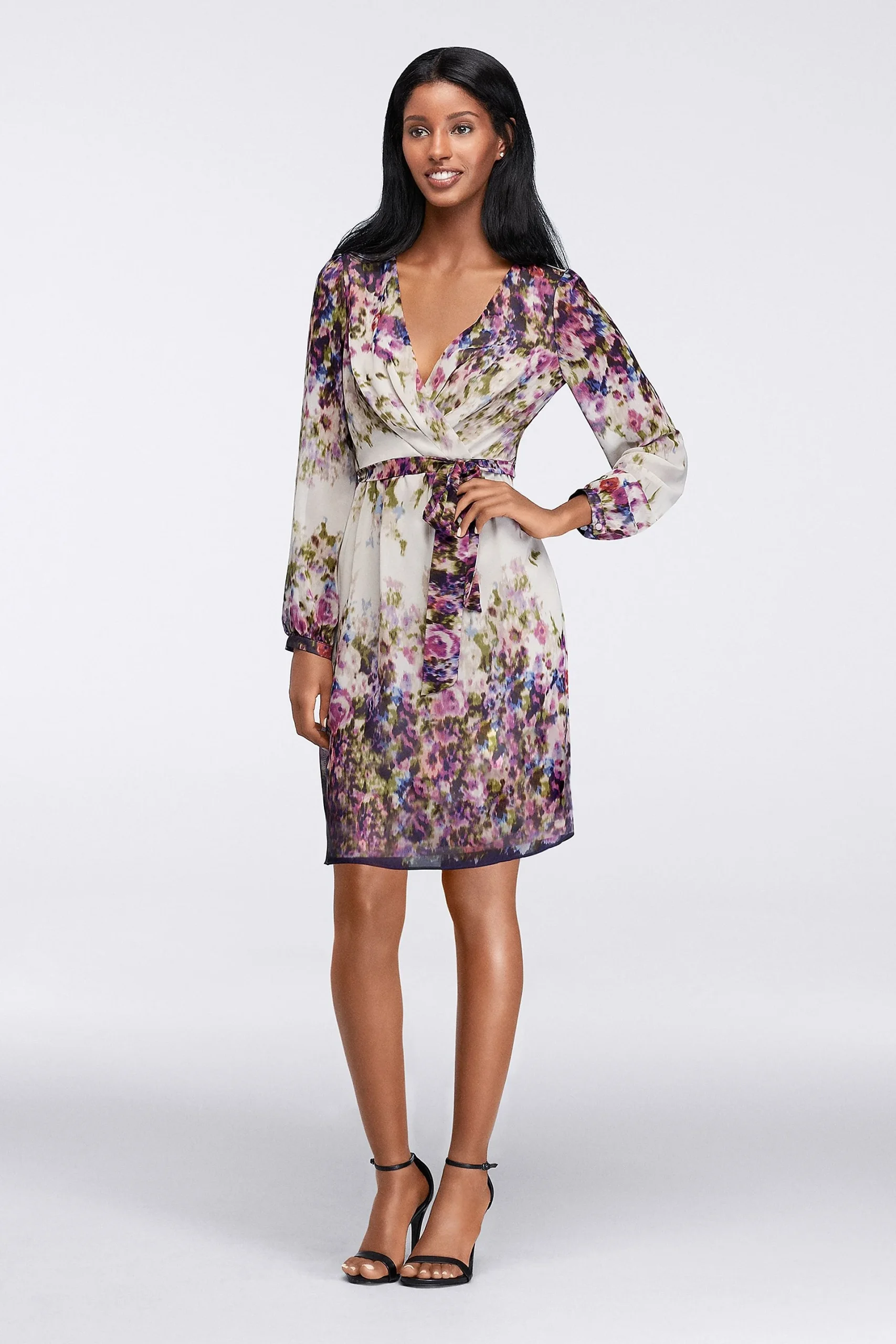 Watercolor Faux-Wrap Dress