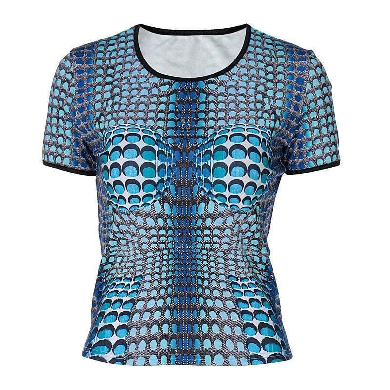 Wave point print short sleeve top