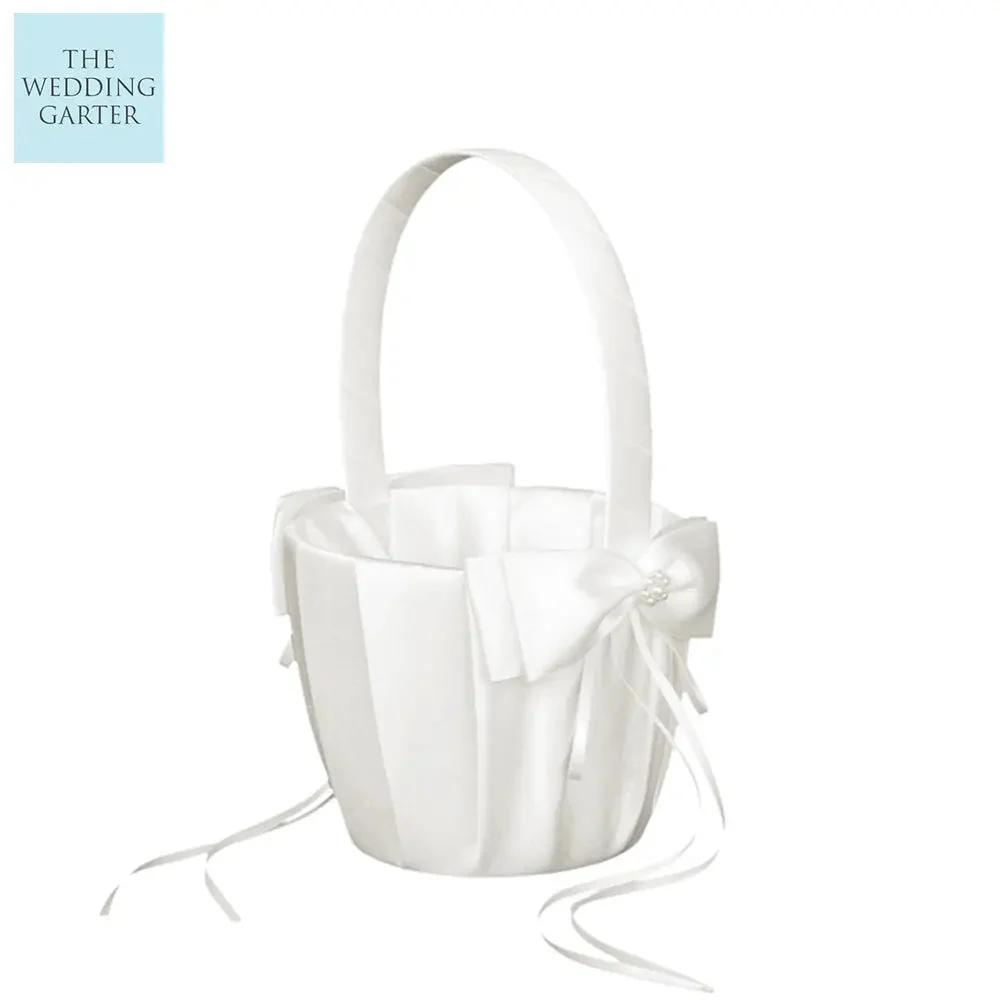 Wedding Basket For Bridal Ceremony Ivory Flower Girl Basket