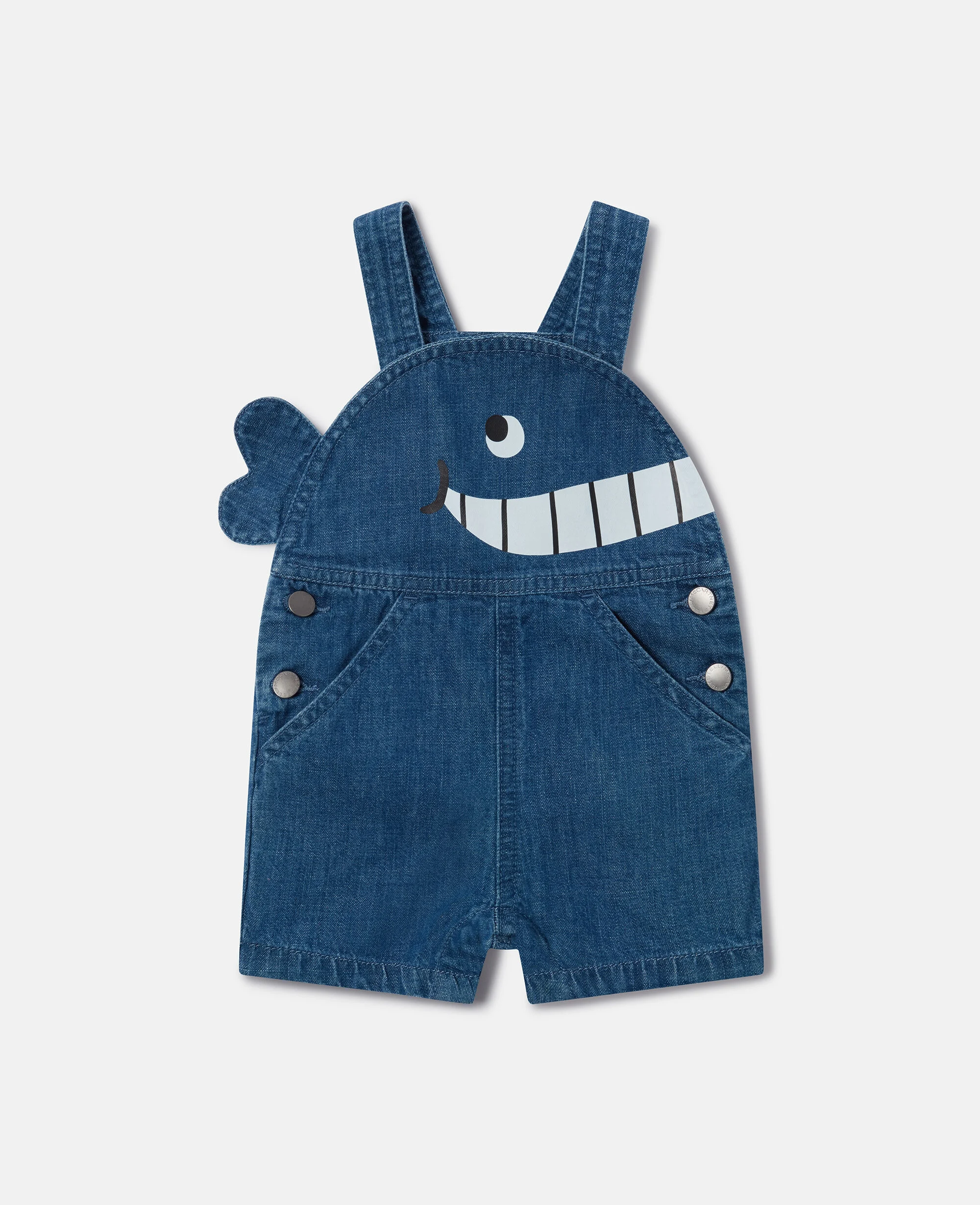 Whale Motif Denim Dungarees