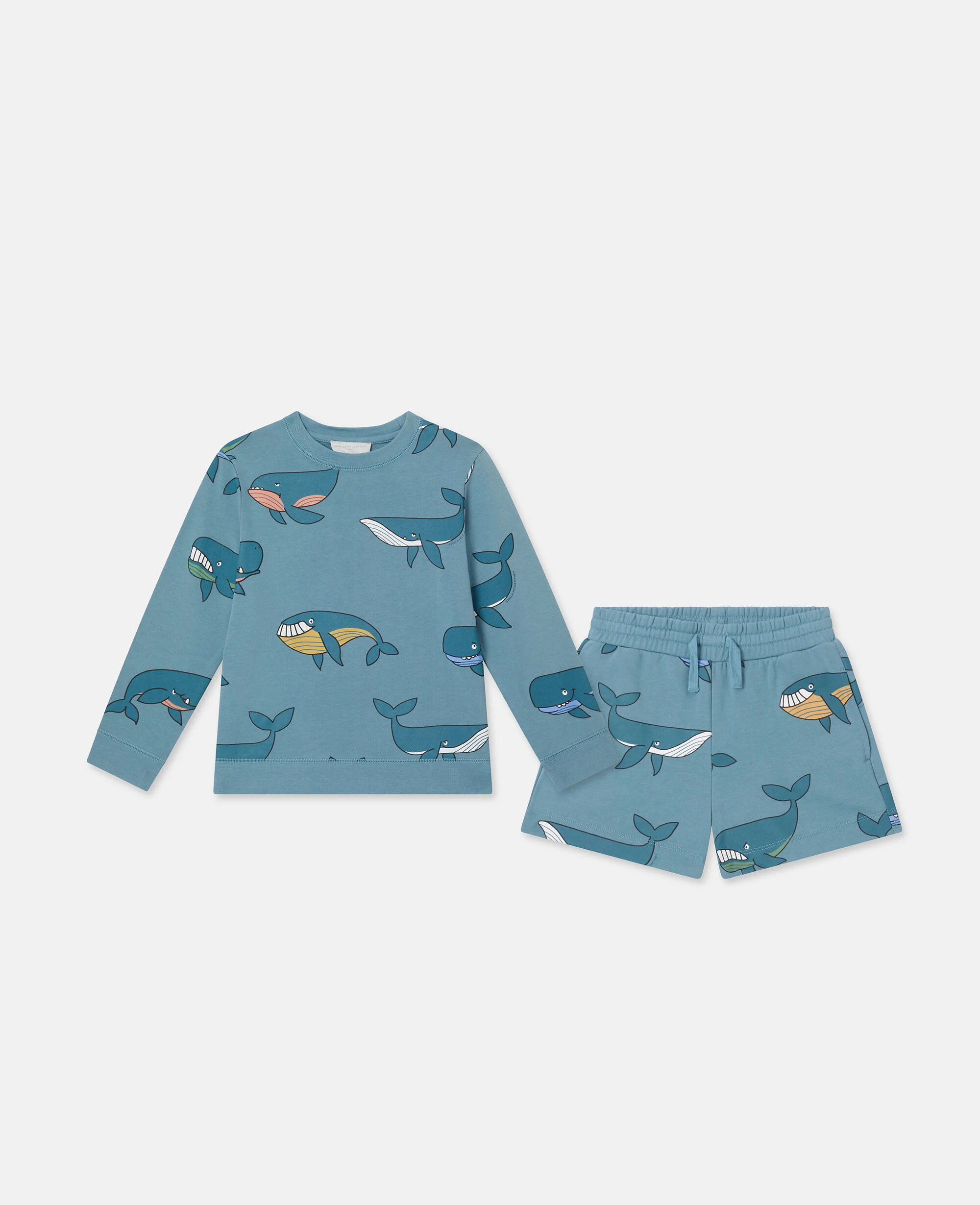 Whale Print Sweatshirt And Shorts Set