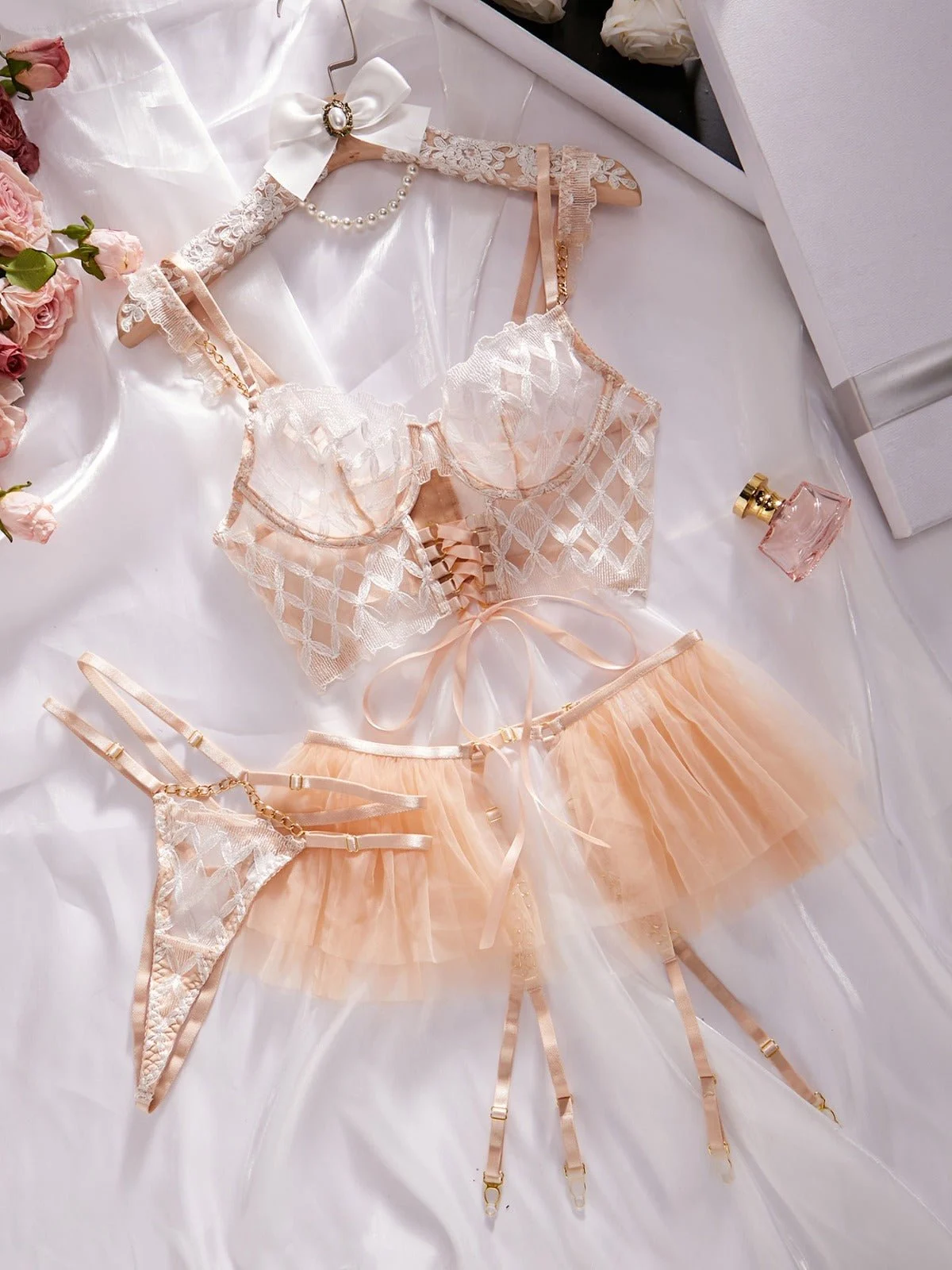 White Bridal Ruffled Lingerie Set