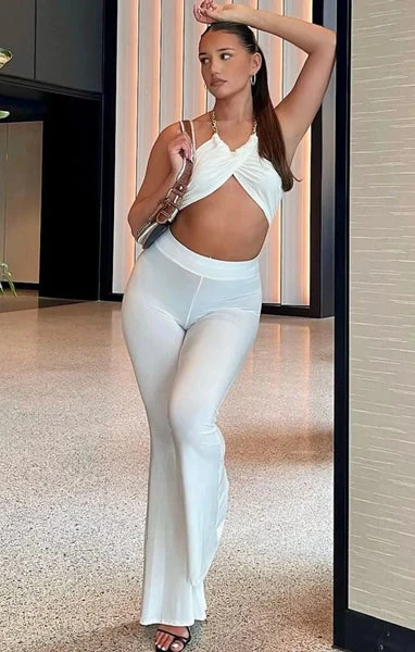 White Gold Chain Halter Crop Top - Zoraya