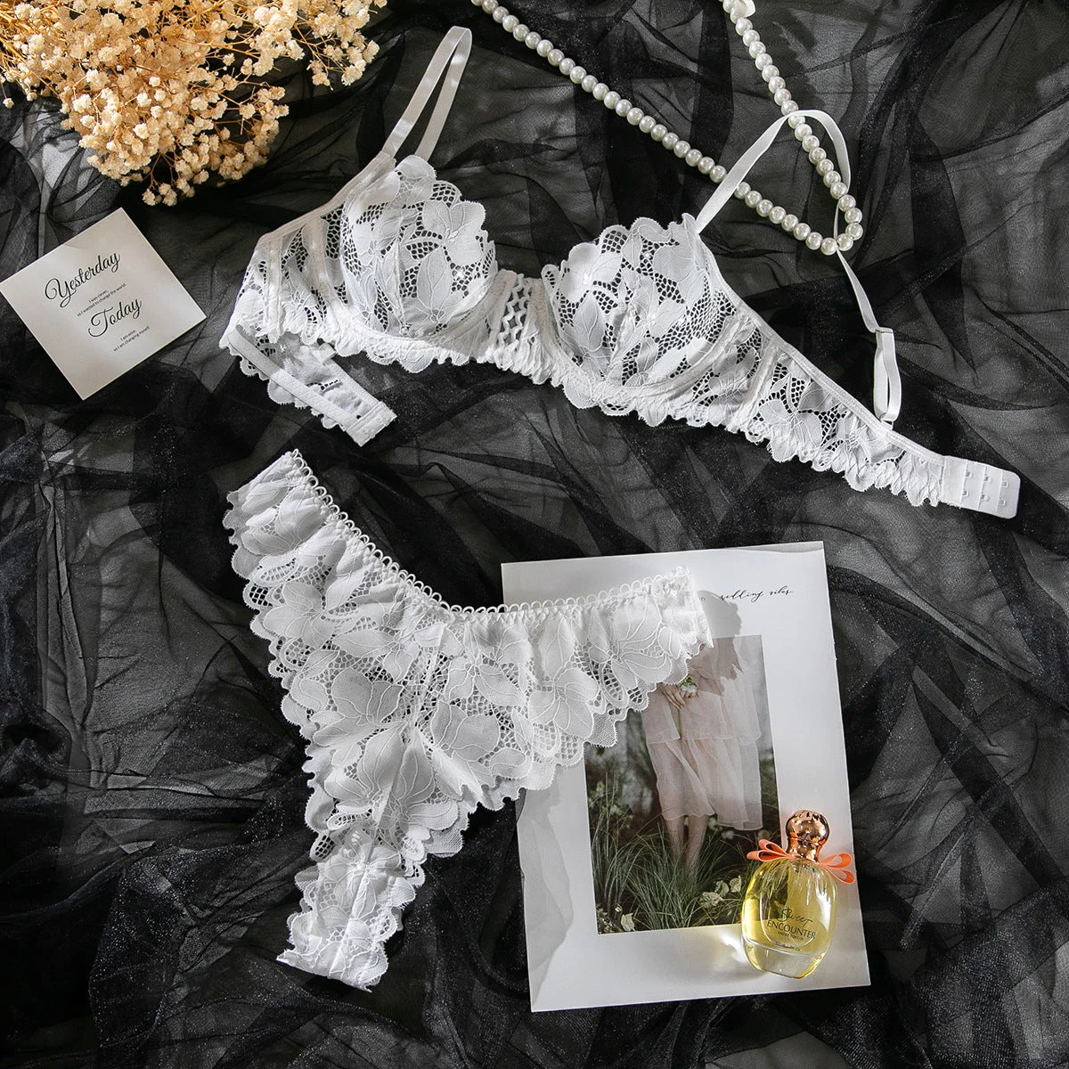 White Orchid Bridal High Waisted Lingerie Set