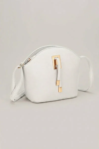 White Pebble Faux Leather Crossbody Bag - Asyanima
