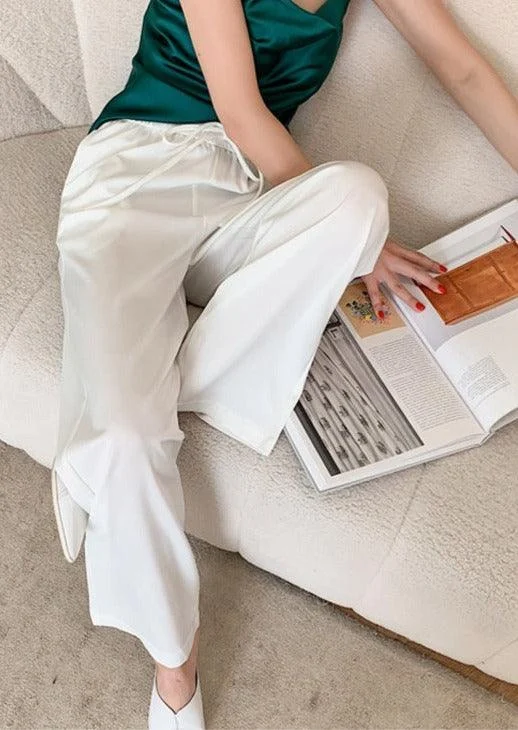 White Satin Flare Pants