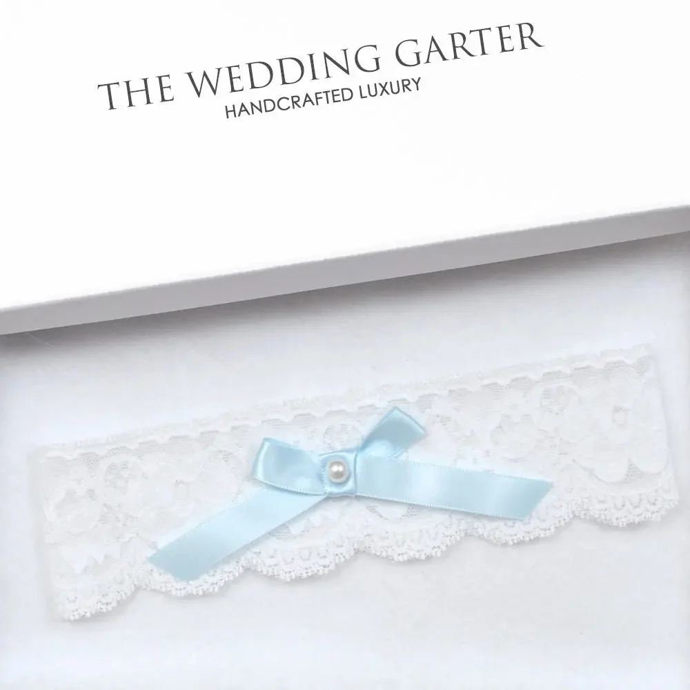 White Stretch Lace Wedding Garter For Fitted Wedding Dress