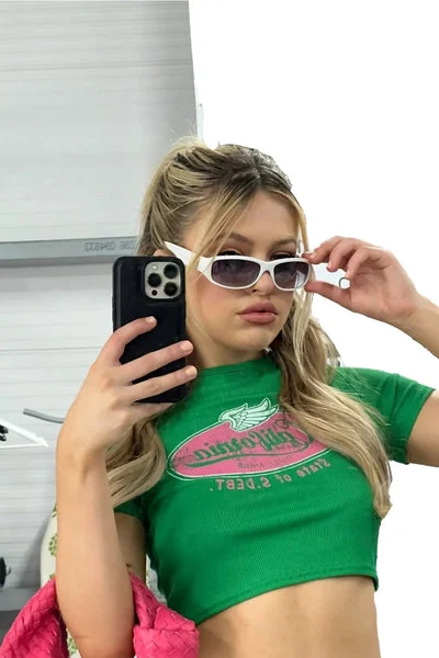 White Y2K Chunky Square Sunglasses - Abby