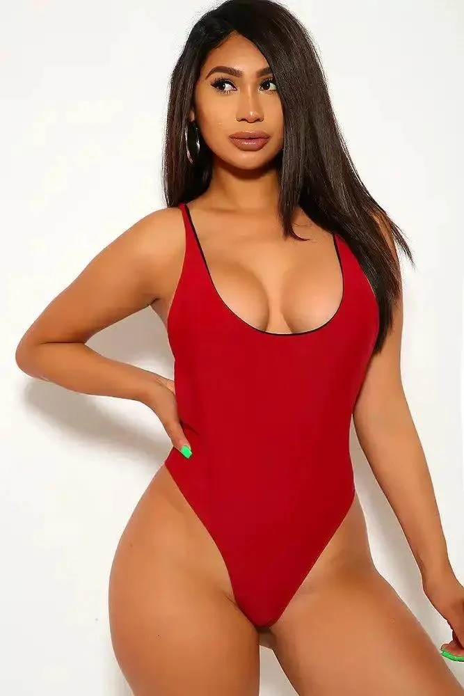 Wine One Piece Swimsuit