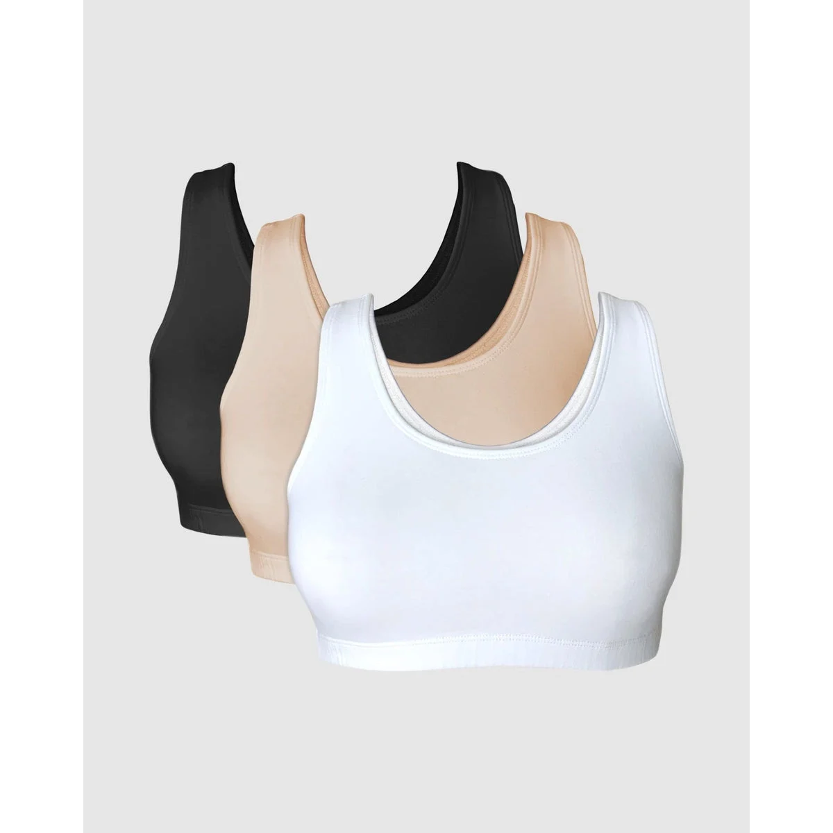 Wirefree Cotton Sports Crop Top Bra (3 Pack)
