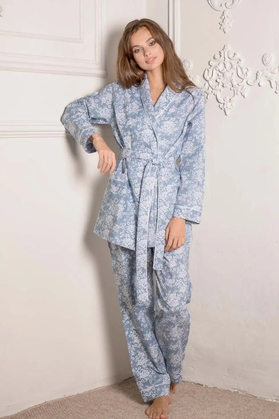 Women’s Cotton Pyjamas in Blue Floral