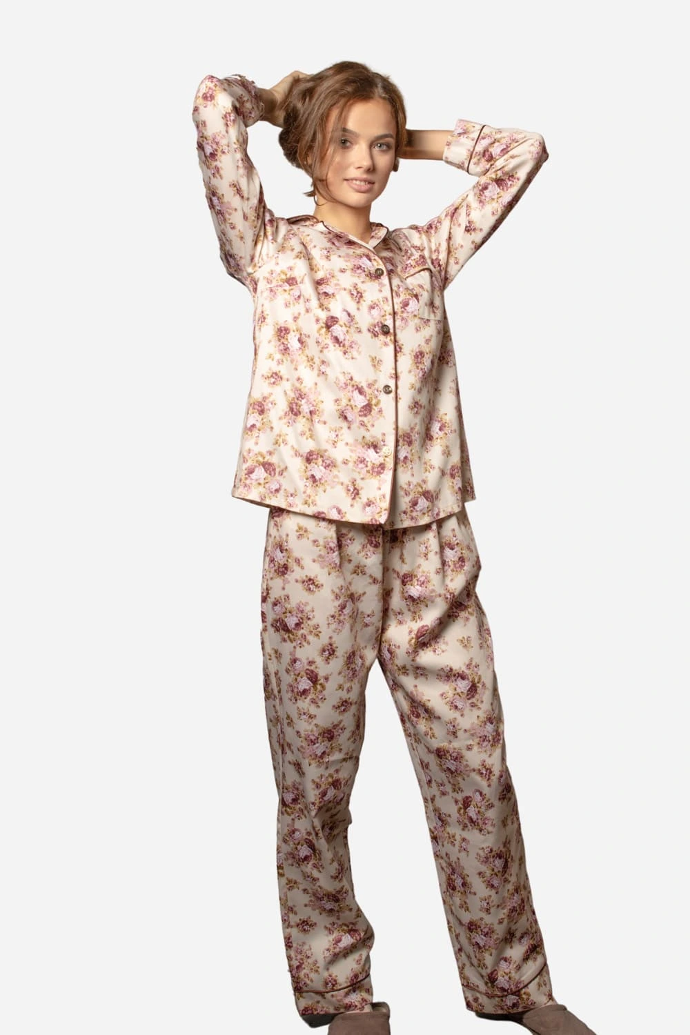 Women’s Cotton Pyjamas in Nude Floral