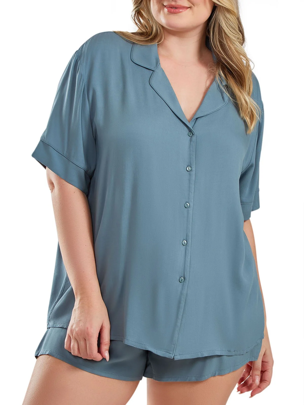 Women's Esme Plus Size Collared PJ Set