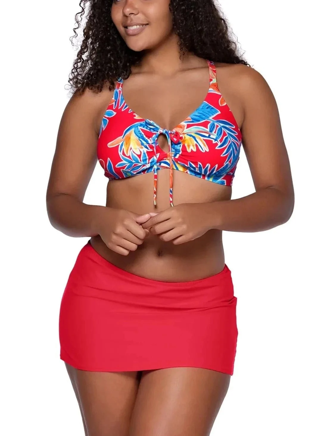 Women's Tiger Lily Kauai Keyhole Underwire Front Tie Swimwear Bralette Bikini Top