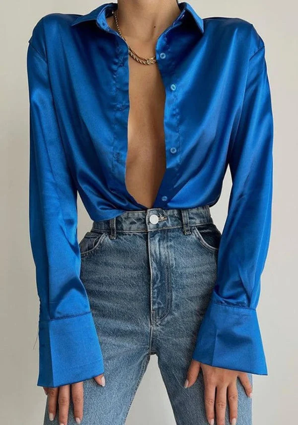 Womens Oversized Satin Shirt