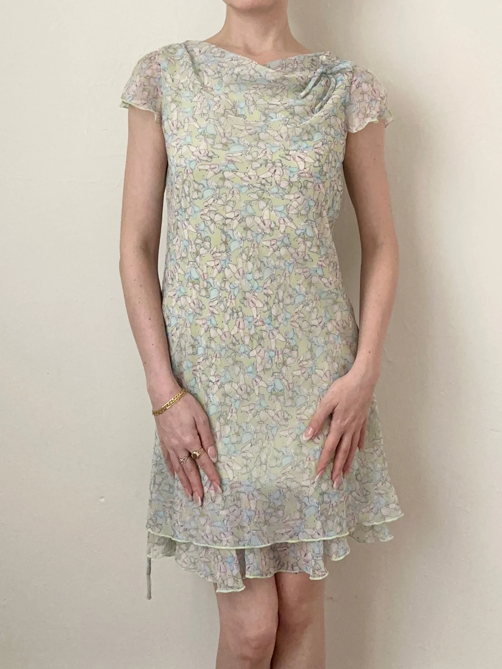 Y2K 2000s Chiffon Butterfly Mini Dress (8 Girls, XXS)