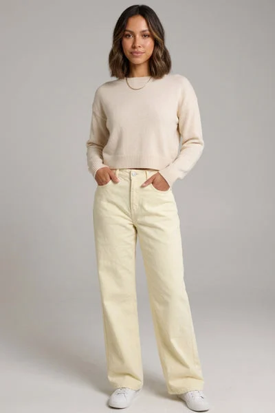 Yellow High Waisted Wide Leg Jeans- Viora