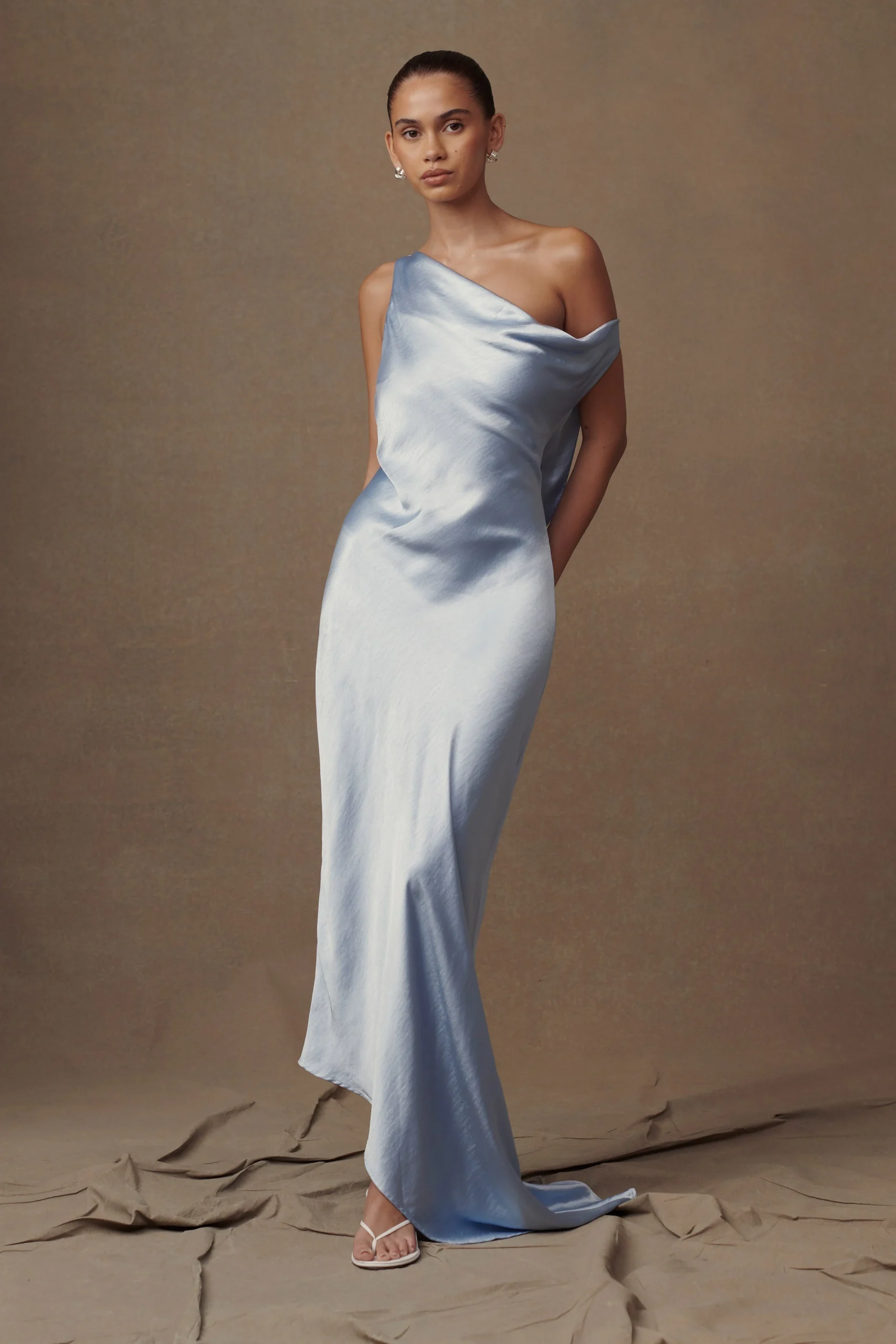 YvetteSlip Maxi Dress With Asymmetrical Hem - Cornflower Blue