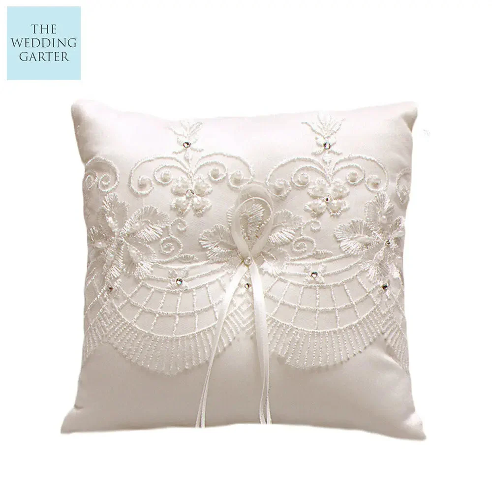 Zara Vintage Lace & Satin Ring Bearer Pillow For Wedding Accessories