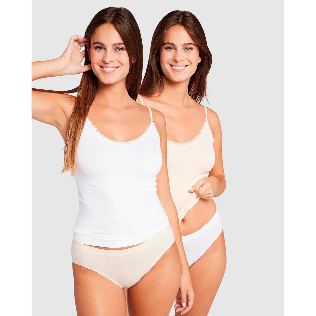 Zen Attitude Lace Trim V Neck Camisole - 2 Pack